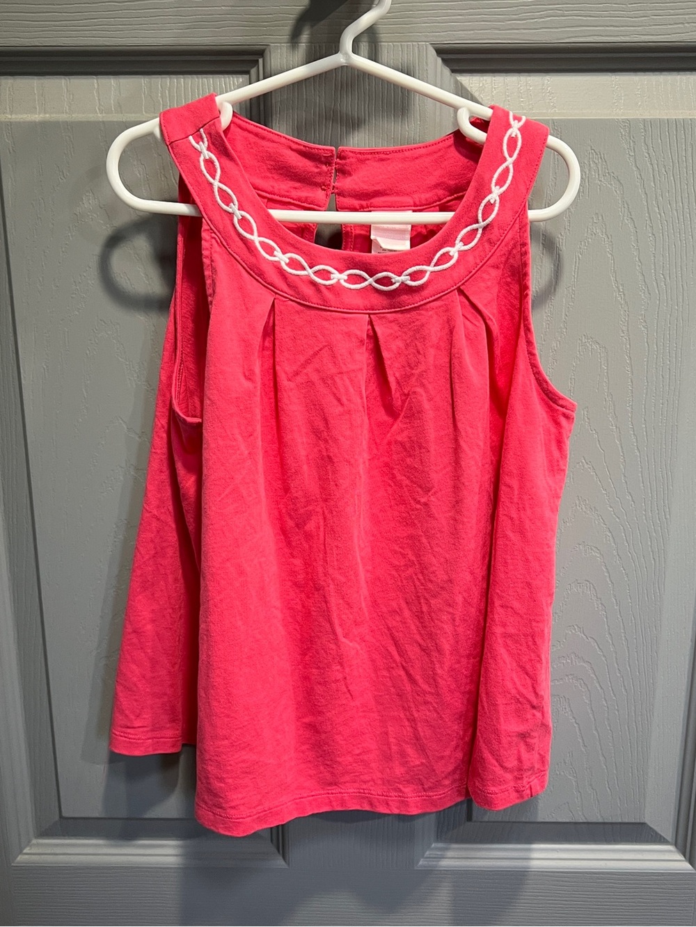 Janie and Jack Pink Sleeveless Embroidered Neck Tank